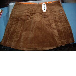 NWT Retro Look Hang Ten Brown Corduroy Pleated Mini Skirt Small, Medium or Large